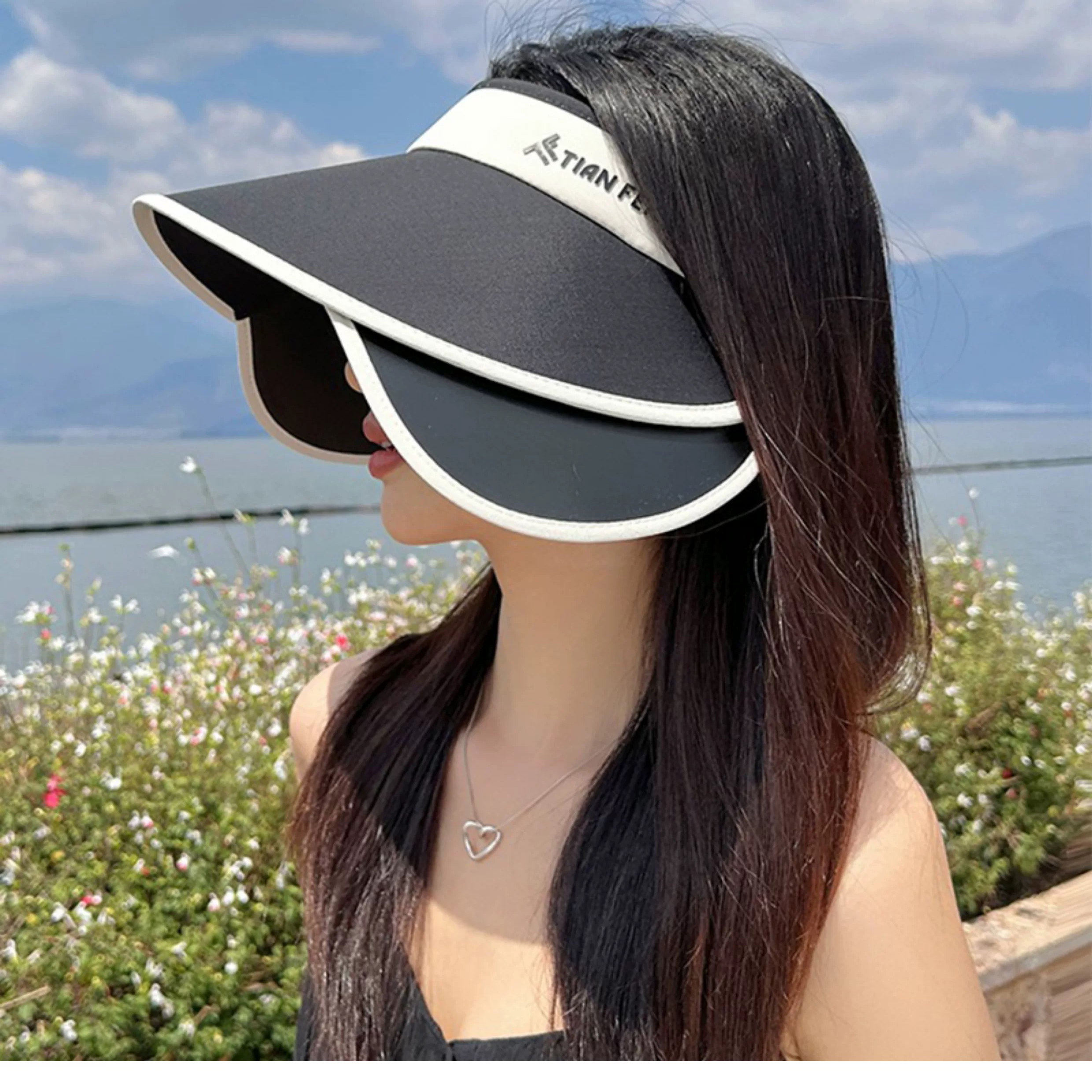 可伸缩帽檐空顶帽子女夏天户外