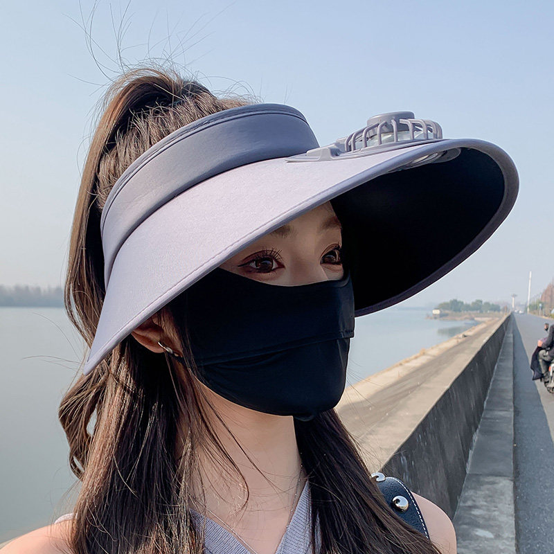 可充电风扇帽女夏防紫外线2026新款空顶大檐遮阳帽显脸小太阳能帽