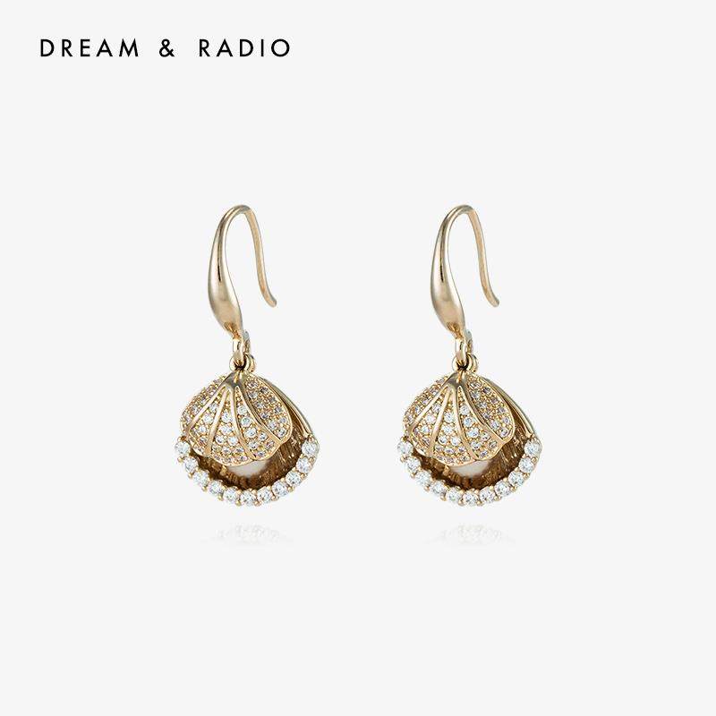 微镶咖啡金贝罗耳环2021新款潮耳钉女个性气质网红耳坠简约耳饰品