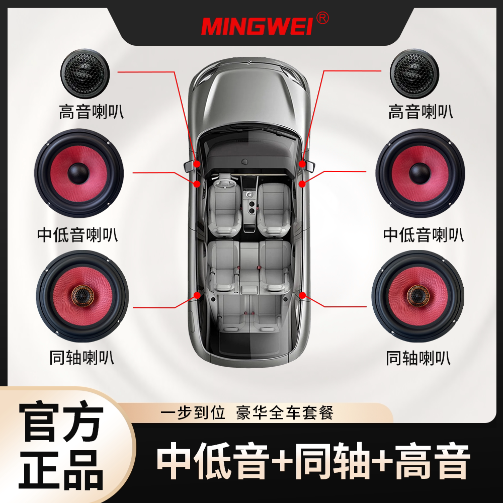 鸣威MINGWEI汽车音响喇叭无损高中低音改装超大声扬声器通用套装