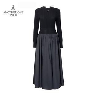 ANOTHER ONE安那迪韩系氛围感穿搭针织连衣裙极简风拼接伞裙