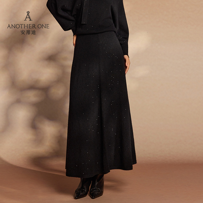 简单大气A摆针织半身裙高级感