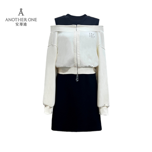 短裙 长袖 ANOTHER ONE安那迪小众设计感圆领露肩宽松百搭拉链式