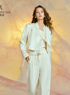 ANOTHER ONE安那迪新中式立领系带国风气质白色短款外套时