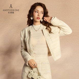 ANOTHER ONE安那迪复古时髦精致上衣肌理感流苏设计小香风