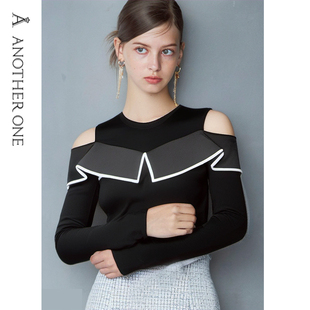 ANOTHER ONE安那迪早新款针织衫独特露肩设计时尚针织上衣