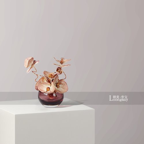轻奢艺术高级感玻璃小花瓶插花售楼处卫生间花艺洽谈桌茶几小桌花