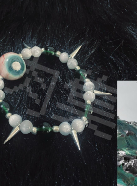 原创虚妄朋克眼球手链亚文化情侣款铆钉链条手链节日礼物小众