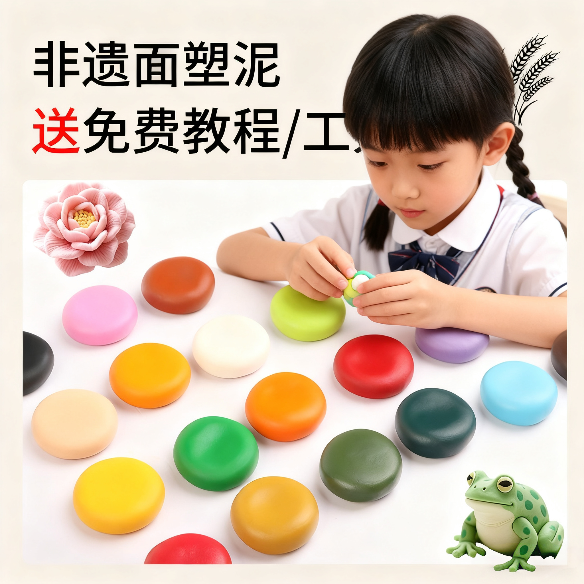 婴儿宝宝彩色面粉橡皮泥 成品幼儿园白面面塑泥 小学生非遗面塑泥,特色手工艺,泥人/泥塑/面塑,淘宝优惠券,粉丝福利购,淘宝优惠卷