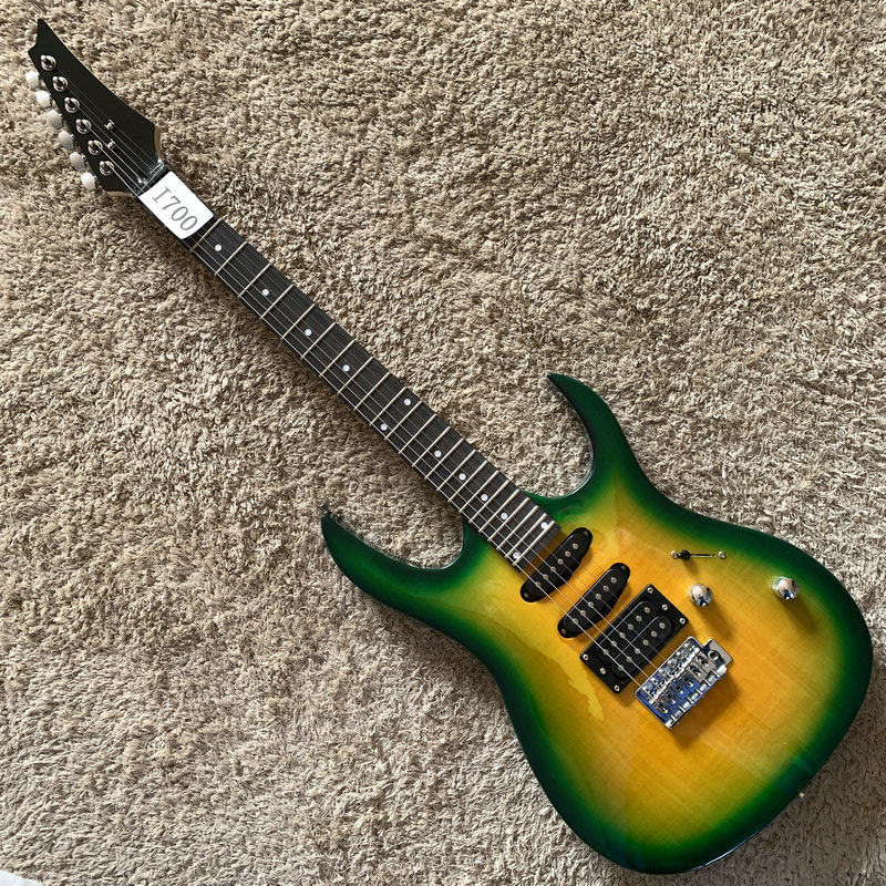 出电吉他 单单双拾音器渐变黄绿色虎纹单摇24品 IBZ 款式微瑕初学