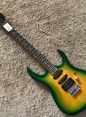 出电吉他 单单双拾音器渐变黄绿色虎纹单摇24品 IBZ 款式微瑕初学
