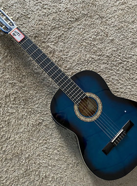 出口品牌 Hopper云杉桃花心古典吉他合板 39英寸 渐变蓝色瑕疵