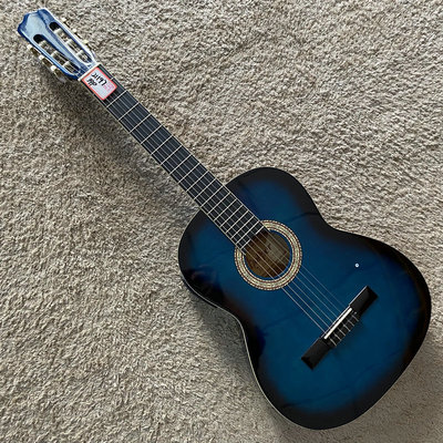 出口品牌 Hopper云杉桃花心古典吉他合板 39英寸 渐变蓝色瑕疵