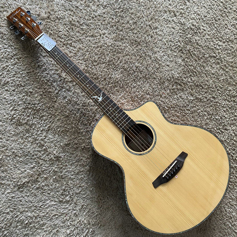 品牌特价 40寸云杉木桃花心全单板民谣木吉他 JF 桶 缺角 初学