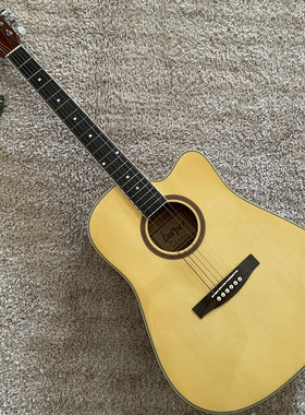 出口品牌 Hopper 云杉桃花心 民谣木吉他面单板 41英寸缺角 原木