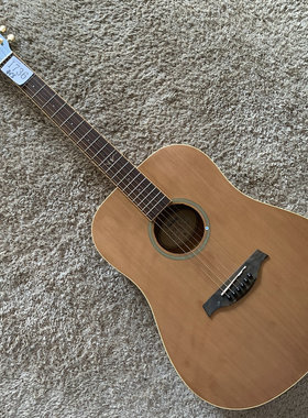 Vintage 41英寸红松桃花芯木民谣木吉他面单板圆角 D桶库存原木色