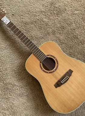 12弦 云杉桃花芯木 合板民谣木吉他B-BAND 电箱41英寸原木色库存