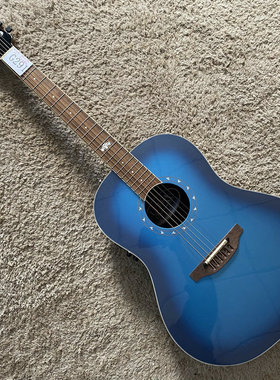 OVATION 奥威逊 Ultra 电箱云杉木民谣吉他圆背胶背 库存渐变蓝色