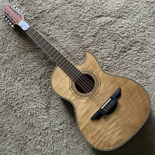 十弦10弦枫木虎纹桃花芯木渔夫电箱民谣木吉他库存原木色缺角合板