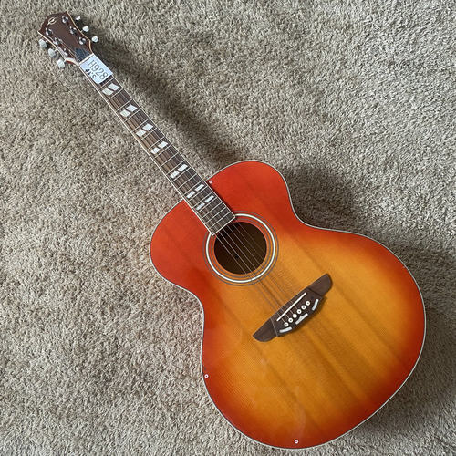 品牌 Caraya 歌莉娅云杉木面单板民谣木吉他42寸库存樱桃渐变微瑕