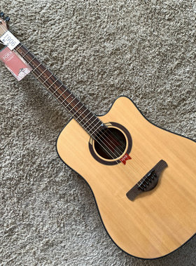 品牌道奇 Dotch 41英寸 云杉桃花芯民谣木吉他面单板库存缺角微瑕
