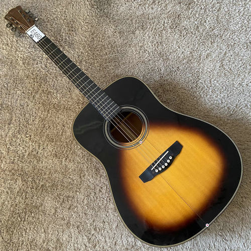 品牌 Caraya 41英寸云杉木民谣木吉他面单板 圆角库存瑕疵日落色