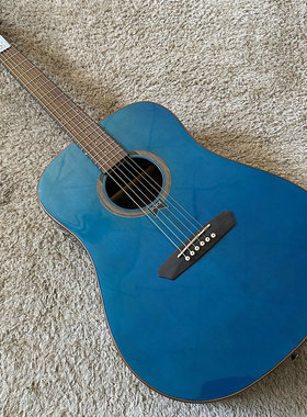 Coremona 云杉玫瑰木面单民谣木吉他 41寸库存蓝色 D桶透明蓝入门