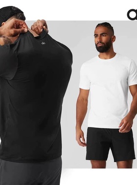 alo 2025秋季新款男士圆领短袖T恤休闲运动速干上衣