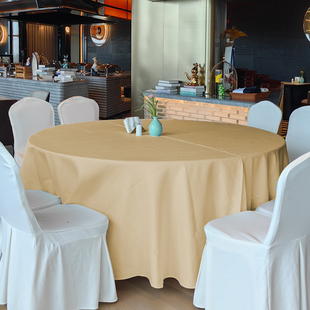 圆形一次性桌布香槟色酒店餐饮用餐桌布饭店酒楼加厚加大防水防油