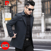 风衣中年气质男士 皮尔卡丹秋冬季 加棉短款 商务休闲单排扣防风外套