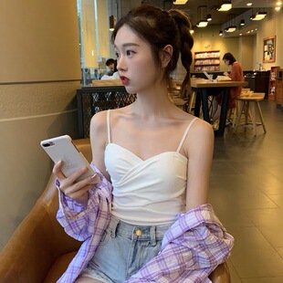 显瘦短款 春装 chic性感抹胸交叉美背吊带修身 2020新款 背心女潮 韩版
