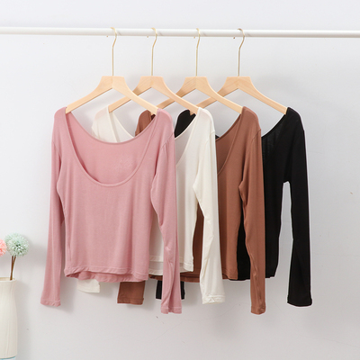 大领口露锁骨新款修身风打底衫