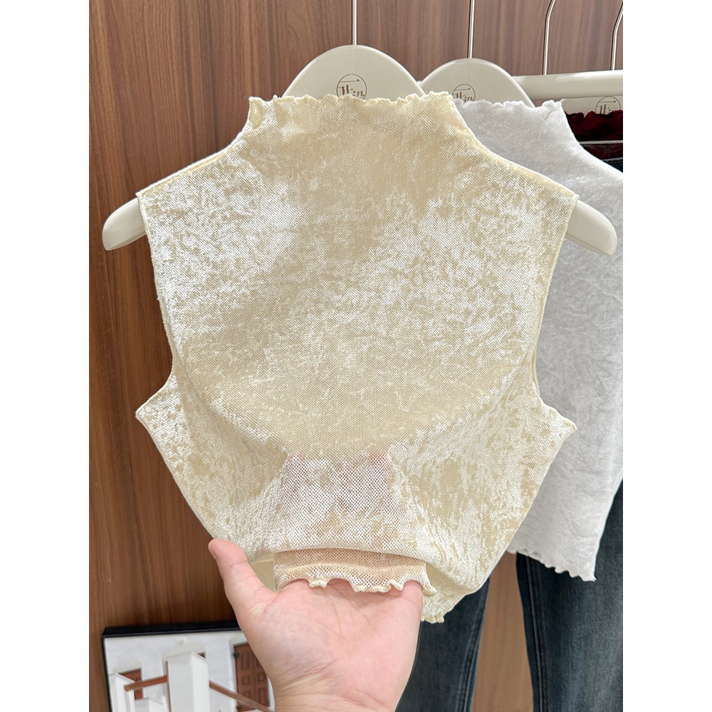 安哥拉红木耳边假领秋冬半高领