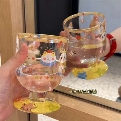 可爱果汁杯家用玻璃杯饮料杯