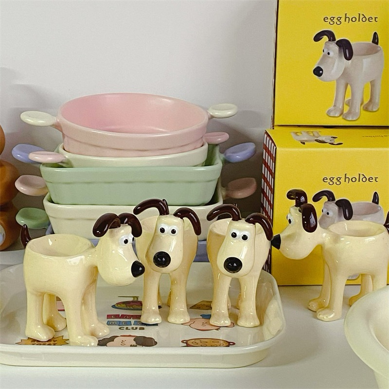 funlife生活馆 韩式立体狗狗陶瓷鸡蛋托 ins高颜值家用可爱蛋托