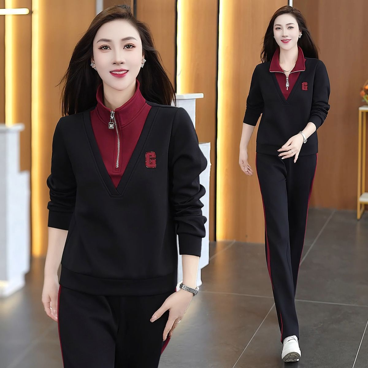 时尚运动服套装女2025春秋季新款韩版休闲服百搭两件套宽松显瘦潮