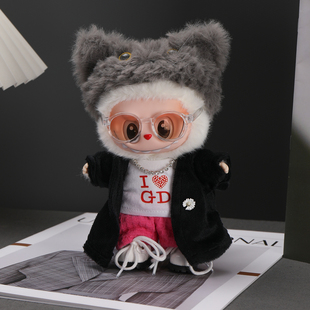 GD权志龙同款演唱会zoa猫咪头套毛帽子套装拉布布labubu17cm娃衣