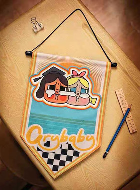 现货泡泡玛特哭娃落日歌会徽章收纳挂旗labubu crybaby盲盒周边