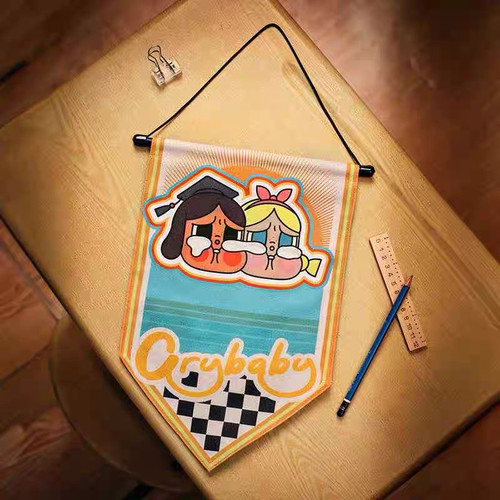 现货泡泡玛特哭娃落日歌会徽章收纳挂旗labubu crybaby盲盒周边