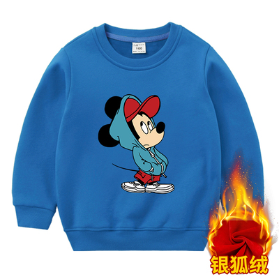 米奇圆领加绒卫衣男童秋冬一体