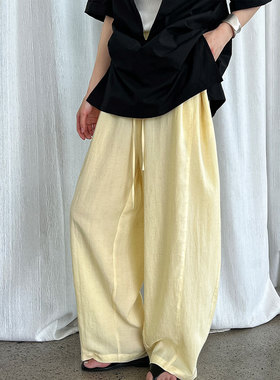 鹿西 松弛感高腰阔腿休闲裤女夏季新款慵懒风宽松显瘦镰刀裤1891