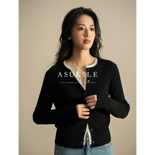 【Miu系风】ASUKILE上心 48细支精纺羊毛薄款针织开衫外套女春秋