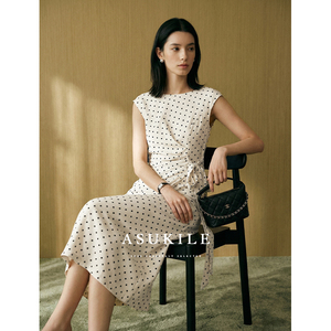 【白桃情书】复古波点显瘦收腰气质中长款连衣裙女