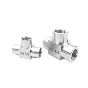 304/316不锈钢内丝三通高压数控压力表仪表接头内螺纹定制NPT2分