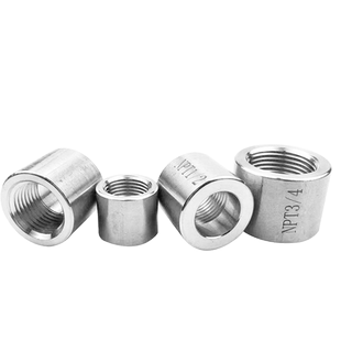 304不锈钢焊接单头内丝加厚管箍管内丝扣半牙接头NPT1 2 3 4 6分