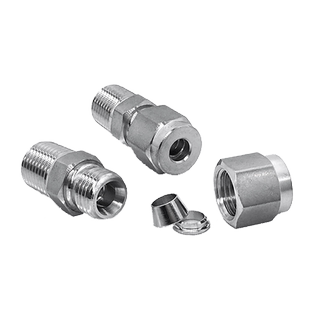 304不锈钢管双卡套式直通终端外丝接头液压气源铜管油管气管英制