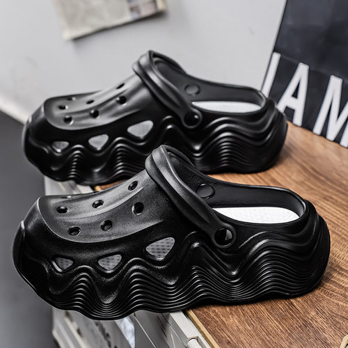 洞洞鞋男士夏季新款厚底踩屎感包头拖鞋休闲两穿时尚户外沙滩凉鞋