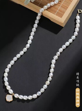 天然项链女秋冬时尚百搭贝珠银杏叶精美饰品首饰礼物