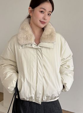 T.G-复古高级感加厚气质毛领夹克羽绒服(配可拆卸毛领)XJ26016