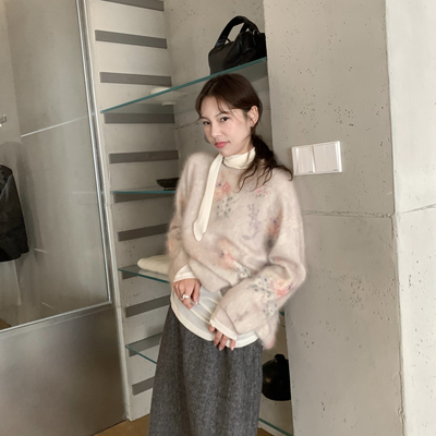 IMISS-上新高品质绝美羊绒拉毛花朵毛衣(含90羊毛)(90羊毛)S5039